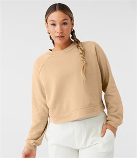 CLEARANCE - Bella Ladies Raglan Cropped Pullover Sweatshirt